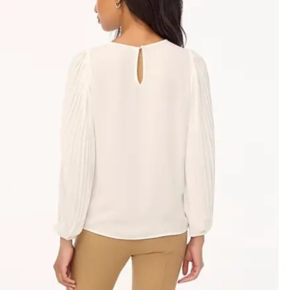 J. CREW Factory White Pleated Sleeve Blouse NEW Petite XS - Picture 2 of 8